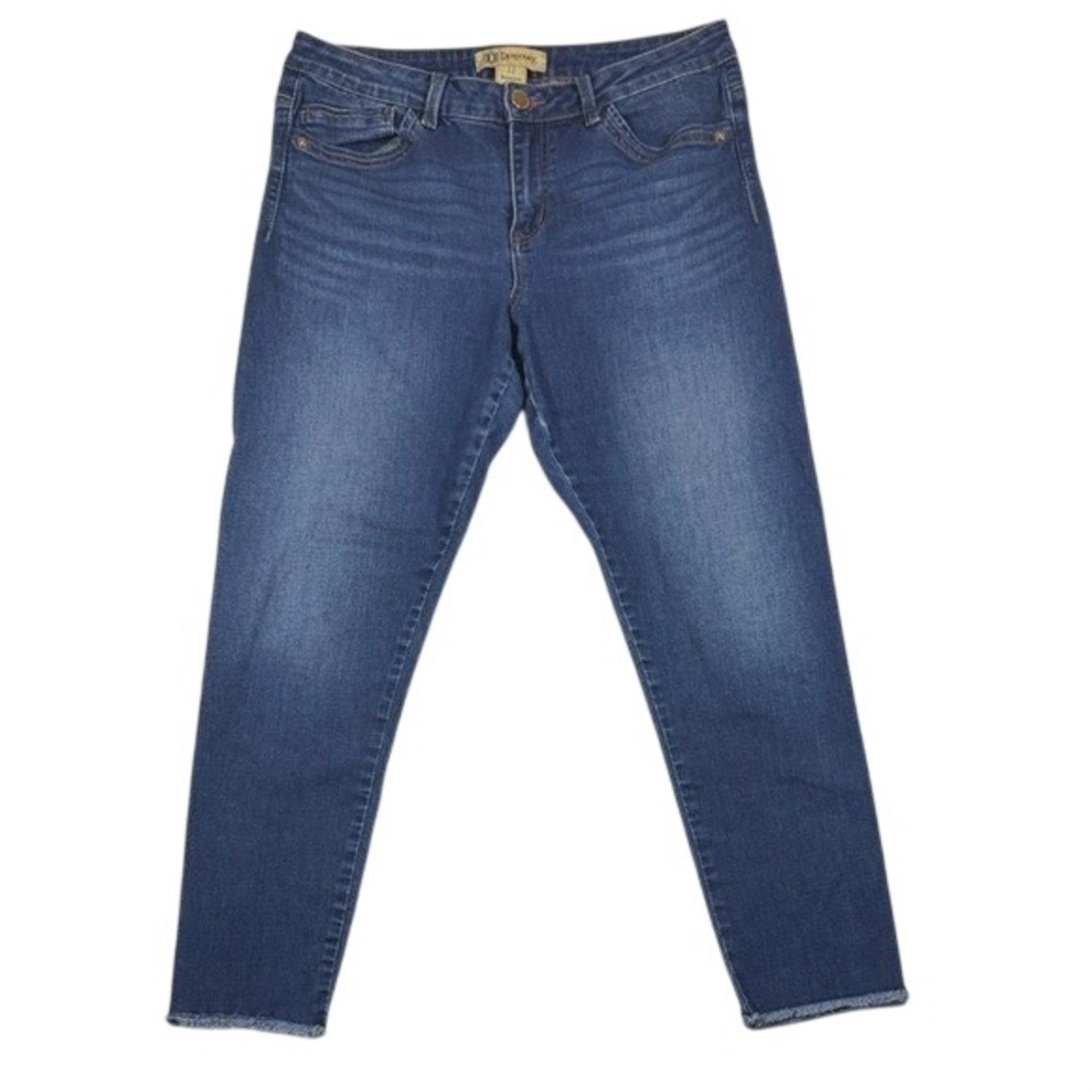 Democracy Seamless Ankle Skimmer Jeans‎ Womens 12 Medium Wash Frayed Hem